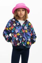 Desigual kétoldalas gyermek pulóver sötétkék, mintás, kapucnis, 25SGSK02 - sötétkék 128