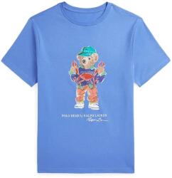 Ralph Lauren gyerek pamut póló nyomott mintás, 323973136001 - kék 150-161