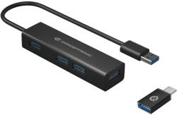 Conceptronic USB Hub - HUBBIES06B (4 Port, USB3.0, fekete) (KELCONHUBBIES06B)