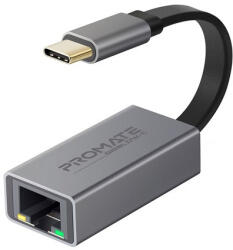 Promate Átalakító - GIGALINK C (USB-C adapter, 1000 Mbps, RJ45, szürke) (USBPROGIGALINKCGREY)
