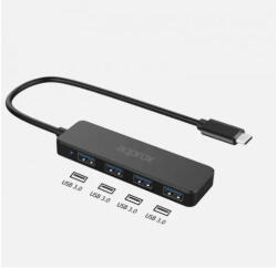 Approx USB HUB - Type-C 4in1 HUB (4db USB3.0) Fekete (HALADPAPPROXAPPC54)