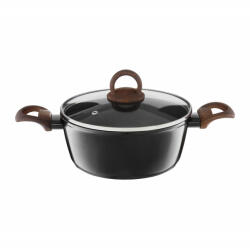 Ambition Oala cu capac 20cm, 2.3L, invelis Qualum Basic Stone Edition, Darkwood (29464)
