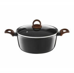 Ambition Oala cu capac 24cm, 4.3L, invelis Qualum Basic Stone Edition, Darkwood (29465)
