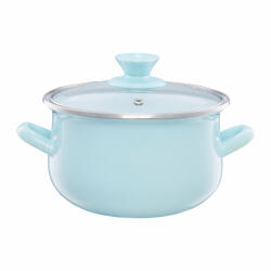 Emalia Olkusz Oala email cu capac 14cm, 1.25L, menta, Pyza (35061)
