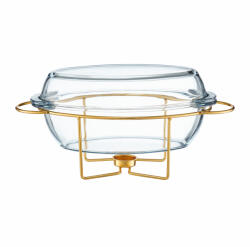 Ambition Vas termorezistent cu incalzitor 4.5L, suport auriu, chafing dish, Saule (31921)