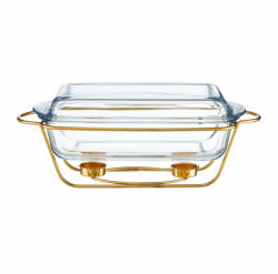 Ambition Vas termorezistent cu incalzitor 3.9L, suport auriu, chafing dish, Saule (31922)
