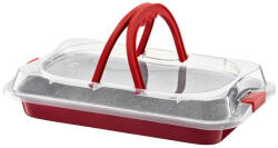 Ambition Tava copt cu capac plastic 36x23cm, cu invelis Non-stick, Cherry (83013)