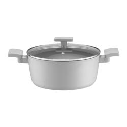 Ambition Oala cu capac 24cm, 4.1L, invelis Qualum Basic, Gris (32902)