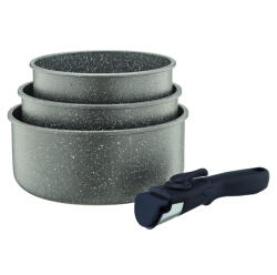 Ambition Set oale cu maner detasabil, 4 piese, invelis Qualum Basic Stone Edition, Silverstone (29489)