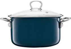 Emalia Olkusz Oala emailata cu capac 16cm, 1.3L, turcoaz, Optimum (35198)