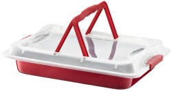 Ambition Tava copt cu capac plastic 49x29cm, cu invelis Non-stick, Cherry (83014)