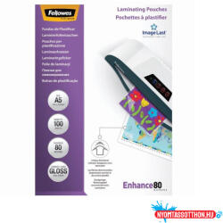 Fellowes Lamináló fólia, A5, 80 mikron, fényes, 100 db/doboz, Fellowes(R) (5306002)