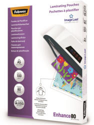 Fellowes Lamináló fólia, A5, 80 mikron, fényes, 100 db/doboz, Fellowes® (5306002) - irodaszerpiac