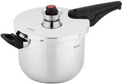 ZASS Oala sub presiune din otel inoxidabil cu sistem dublu de siguranta ZASS Gourmet ZG-SSPC 01, 22×16.5cm/6.0L, 80Kpa, Baza de 5.5 cm, Otel inoxidabil, Manere termorezistente din bachelita, Argintiu (ZG-S