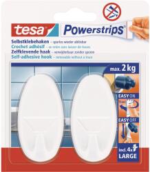 tesa Powerstrips nyom nélkül eltávolítható ovális akasztó fehér 2 db 4 ragasztó (58013-00055-01)