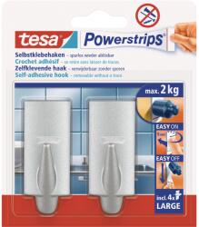 tesa Powerstrips nyom nélkül eltávolítható akasztó matt-króm 2 db 4 ragasztó (58055-00004-03)