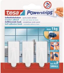 tesa Powerstrips nyom nélkül eltávolítható kis akasztó fehér 3 db 4 ragasztó (57559-00000-01)