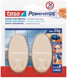 tesa Powerstrips nyom nélkül eltávolítható ovális akasztó bézs 2 db 4 ragasztó (58013-00050-01)