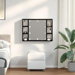 vidaXL Шкаф с огледало Черния дъб 76 x 15 x 55 см Инженерна дървесина (862104)