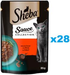 Sheba Sauce Collection Lédús ízek 28x85 g nedves teljes értékű eledel felnőtt macskáknak marhahúsos szósszal