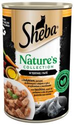 Sheba konzervdoboz 400 g Nature's Collection nedves teljes értékű eledel felnőtt macskáknak pulykával, baromfiszívvel és halolajjal, sárgarépával, teriyana-ban