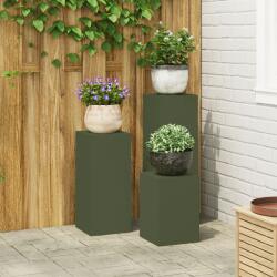 vidaXL Стойка за растения 3 бр. Маслиненозелено 24 x 24 x 75 см (865830)
