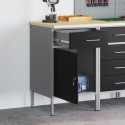 vidaXL Работна маса с чекмедже Черен и Сив 50 x 55 x 85 см (4103462)