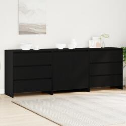 vidaXL Служебен шкаф 3 бр. Черно 70 x 41 x 75 см Инженерна дървесина (3332501)