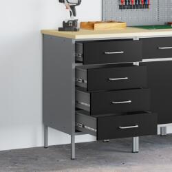 vidaXL Работна маса с чекмедже Черен и Сив 50 x 55 x 85 см (4103460)