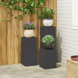 vidaXL Стойка за растения 3 бр. Черно 24 x 24 x 75 см (865827)