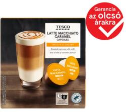 Tesco Latte Macchiato Caramel őrölt kávé és teljes tejpor cukorral 8 x 5 g + 8 x 13, 2 g (145 g)