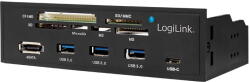 LogiLink USB 3.0 hub, kártyaolvasóval, belső, fekete