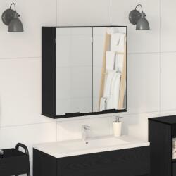 vidaXL Шкаф с огледало Черния дъб 64 x 20 x 67 см Инженерна дървесина (862096)