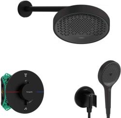 Hansgrohe - Zuhanyszett termosztáttal, rejtett, testtel, átmérő 25 cm, 3 fúvókával, fekete matt SANI21HHH406 (SANI21HHH406)