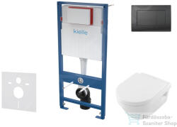 kielle Genesis falra szerelhető WC szett, Villeroy & Boch Architectura WC és softclose ülőkével, Kielle Gemini III matt fekete nyomólappal SANI11AK5100 (SANI11AK5100)