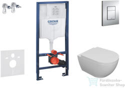 GROHE RapidSL falra szerelhető WC szett, Kielle Oudee WC és softclose ülőkével, Grohe SKATE Cosmopolitan króm nyomólappal SANI11BA1100 (SANI11BA1100)