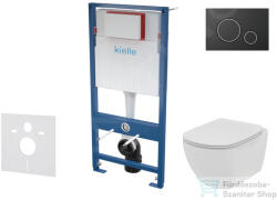 kielle Genesis falra szerelhető WC szett, Ideal Standard Tesi WC és softclose ülőkével, Kielle Gemini II matt fekete/króm nyomólappal SANI11AD5103 (SANI11AD5103)