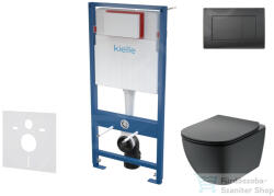 kielle Genesis falra szerelhető WC szett, Ideal Standard Tesi matt fekete WC és softclose ülőkével, Kielle Gemini III matt fekete nyomólappal SANI11AD5500 (SANI11AD5500)