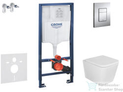 GROHE RapidSL falra szerelhető WC szett, Kielle Arkas WC és softclose ülőkével, Grohe SKATE Cosmopolitan króm nyomólappal SANI11BA1102 (SANI11BA1102)