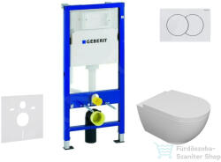 Geberit Duofix falra szerelhető WC szett, Kielle Oudee WC és softclose ülőkével, Geberit Delta01 fehér nyomólappal SANI11CA3102 (SANI11CA3102)