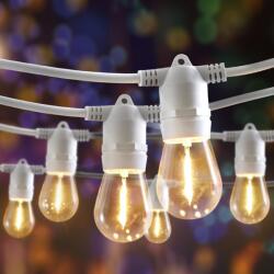 ProGarden 20 LED-es hosszabbítható fehér gumi vezetékes lámpafüzér, teraszvilágítás, időzíthető, IP44, A60, 14, 5 m - meleg fehér (LE2200270)