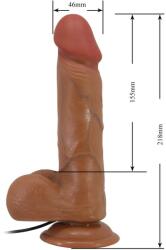  Realisztikus letapasztható barna dildó vibrációval 21, 8 cm - Beautiful Bahamut 8, 5" vibrating dildo brown