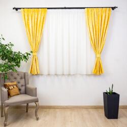 Hiko Set 5 piese draperii scurte Nostalgie Garden Umbra bumbac galben cu crem cu doua bentite si o perdea Ana voal, cu rejansa (100006085)