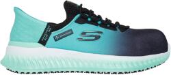 Skechers Slip-ins Work: Tilido - Ombray S1 PL SR ESD Női védőcipő Fekete-zöld-kék (108152EC)