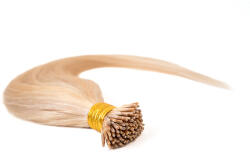 HairExtensionShop Keratinos I-TIP Emberi Póthaj Mikró Gyűrűzéshez Piano Balayage Arany-Platina Szőke 60cm (12B/18C/613) (RIT60-12B-18C-613)