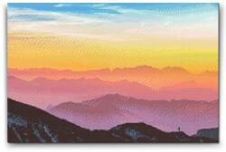  Gyémántszemes kirakó - Naplemente az osztrák hegyekben Méret: 40x60cm, Keretezés: Kartonlemezen, Gyémántok: Kerek