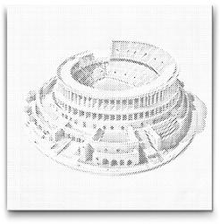 PontPöttyöző - Olasz Colosseum Méret: 50x50cm, Keretezés: Kartonlemezen, Szín: Kék