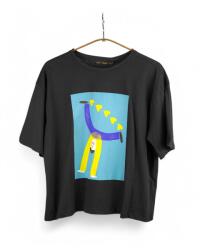 Tricou din Bumbac cu Print Băiat & Inimi - Casual și Artistic - Alb, M (29463.O.M)
