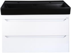  TMP SHARP 100D fali fürdőszobabútor - CeraStyle SHARP FEKETE DUPLA csaplyukas mosdóval - 100 x 48 cm (4008670VB012A32) - butortrendelek