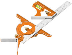 NEO TOOLS Profi szögmérő, derékszög és vonalzó, rozsdamentes-alu 30cm (72-120) - neo24